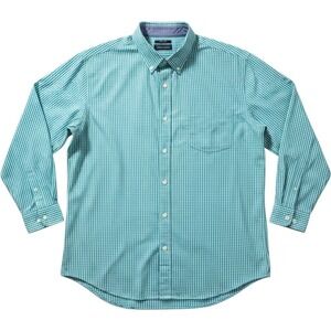 Mason James‎ Mens XXL Teal Gingham Check Stretch Button Down Shirt Long Sleeve